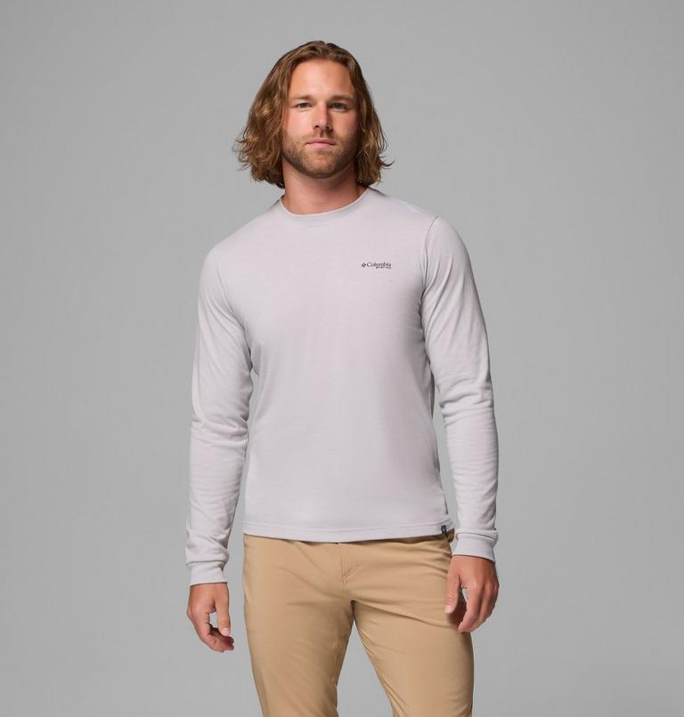 Men's PFG Uncharted Graphic Long Sleeve Technical T-Shirt, Color: Cool Grey Heather, Redfish Swamplands, image 3