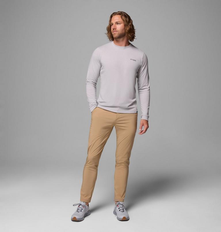Men's PFG Uncharted Graphic Long Sleeve Technical T-Shirt, Color: Cool Grey Heather, Redfish Swamplands, image 2