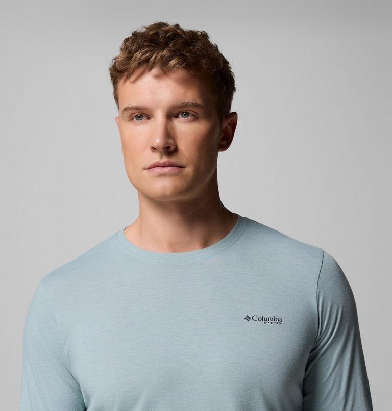 Camiseta técnica de manga larga con estampado PFG Uncharted para hombre, Color: Crushed Blue Heather, Guadalupe Drift, image 5