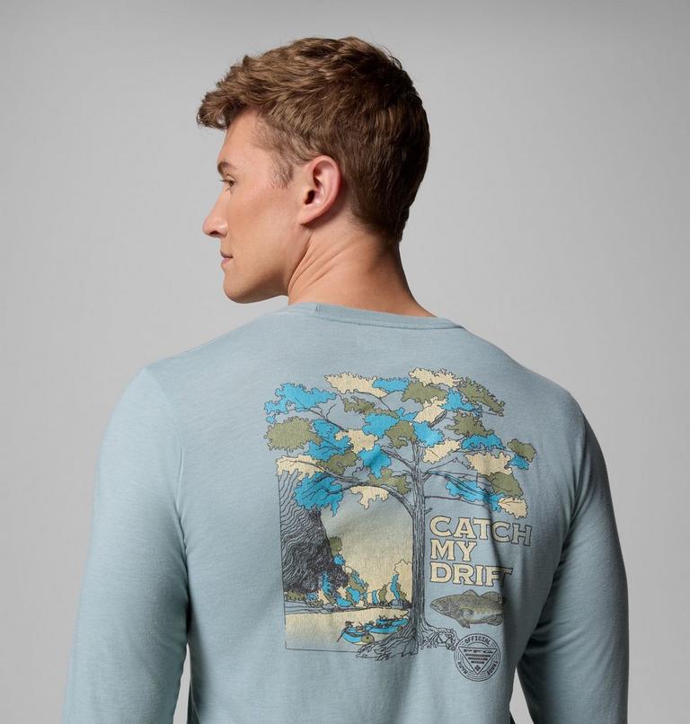 Camiseta técnica de manga larga con estampado PFG Uncharted para hombre, Color: Crushed Blue Heather, Guadalupe Drift, image 7