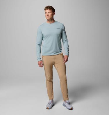 Men's PFG Uncharted Graphic Long Sleeve T-Shirt, Color: Crushed Blue Heather, Guadalupe Drift, image 4