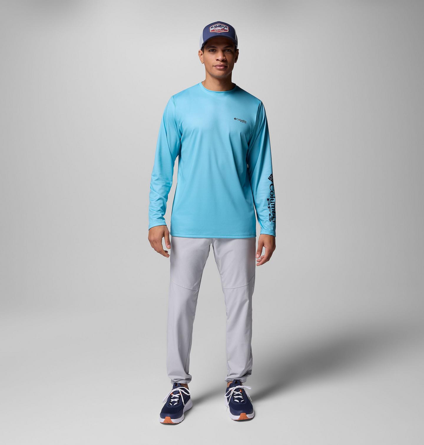 Мужская рубашка Columbia Terminal Tackle PFG Horizon Line Long Sleeve, цвет: Синий — фото 2