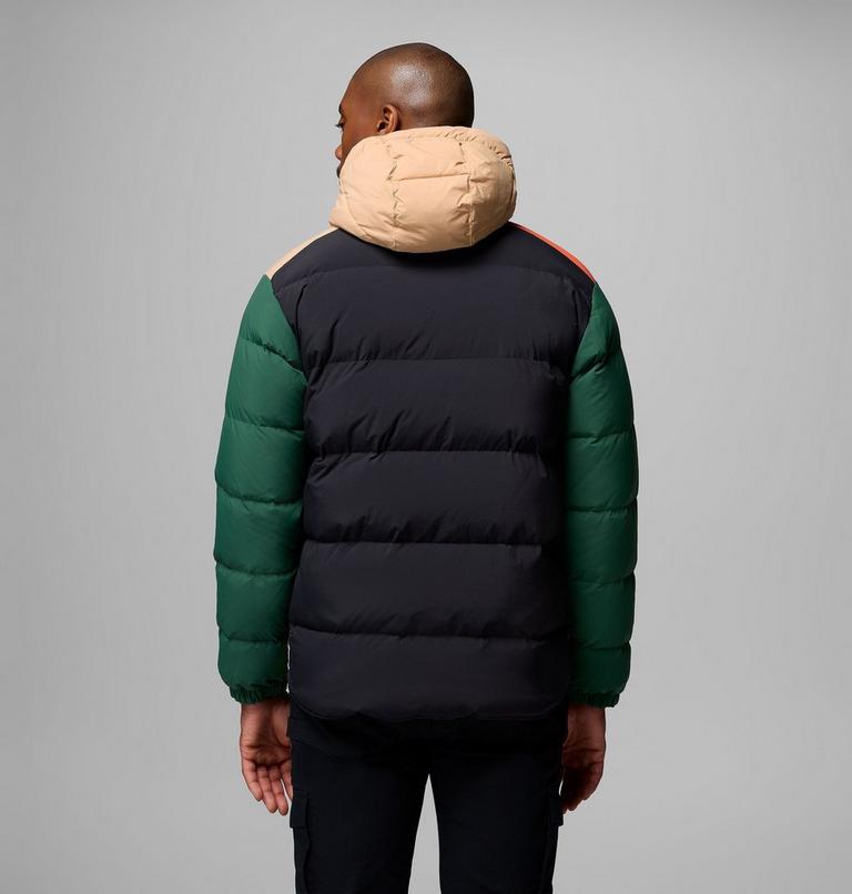 Men's Wallowa Down Hooded Jacket, Color: Canoe, Zing, Rain Forest, Black, image 3