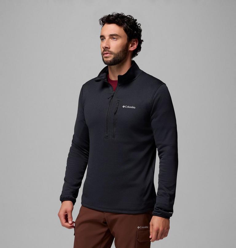 Men's Essential Hike Grid Fleece Half Zip Jacket, Color: Black, image 4