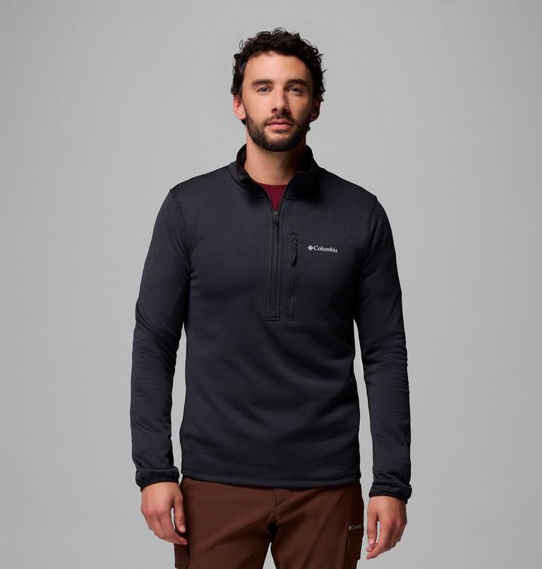 Men's Essential Hike Grid Fleece Half Zip Jacket, Color: Black, image 1