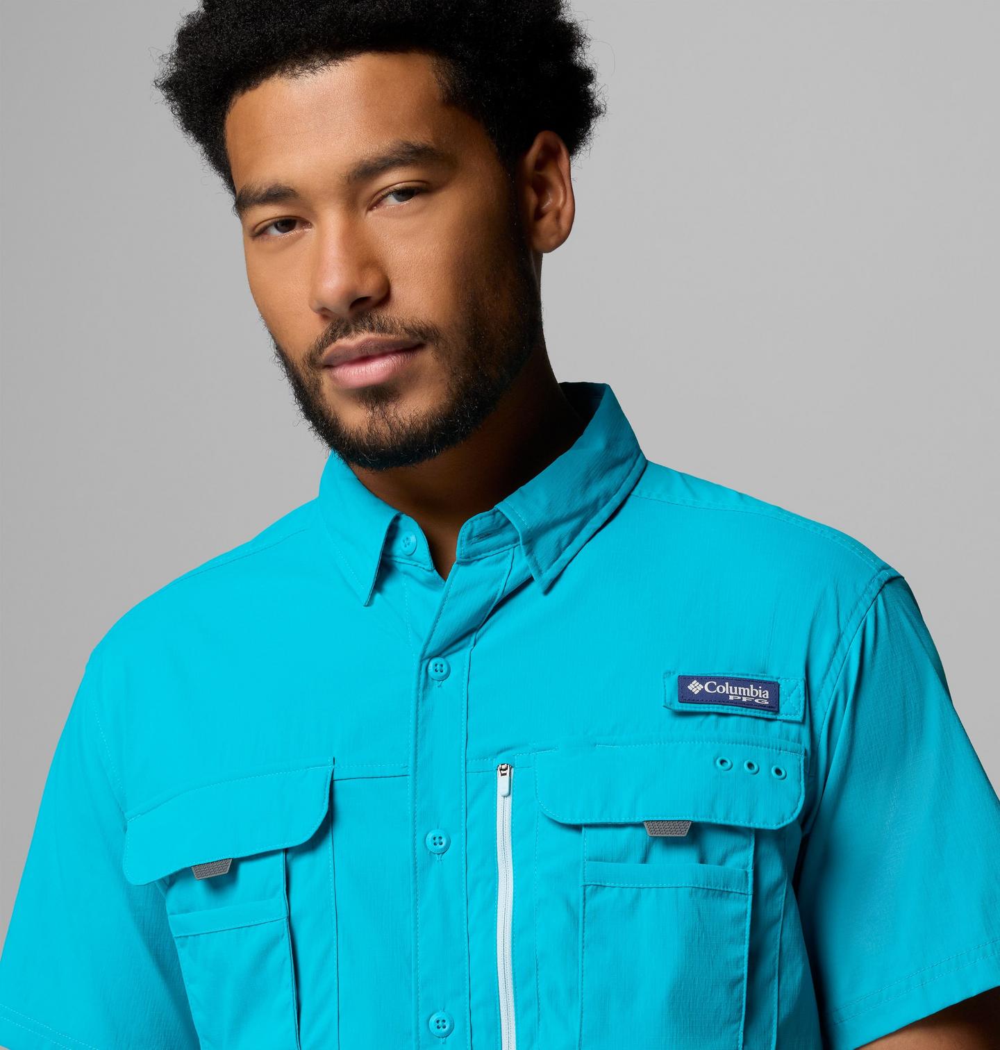 Мужская рубашка Columbia PFG Bahama Elite Short Sleeve, цвет: Океанский бирюзовый — фото 4