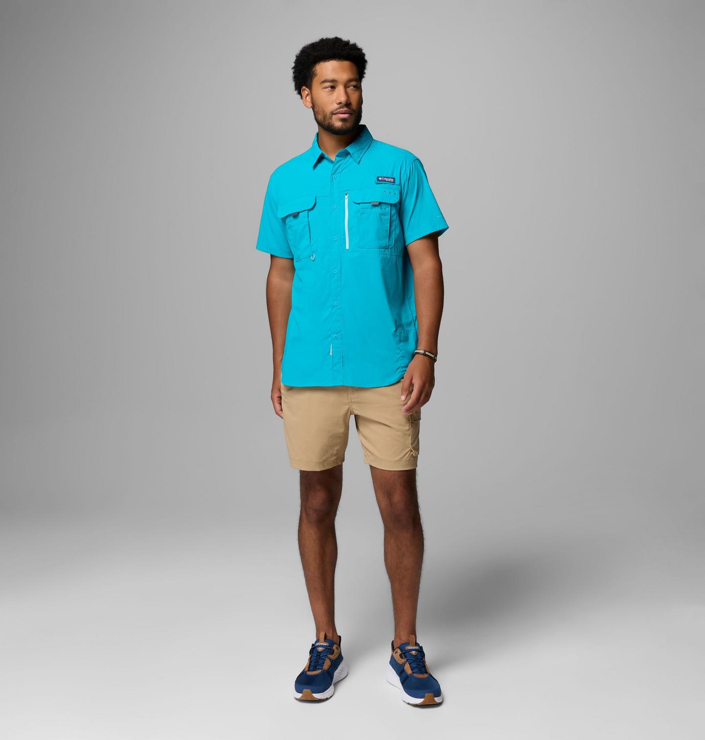 Мужская рубашка Columbia PFG Bahama Elite Short Sleeve, цвет: Океанский бирюзовый — фото 2