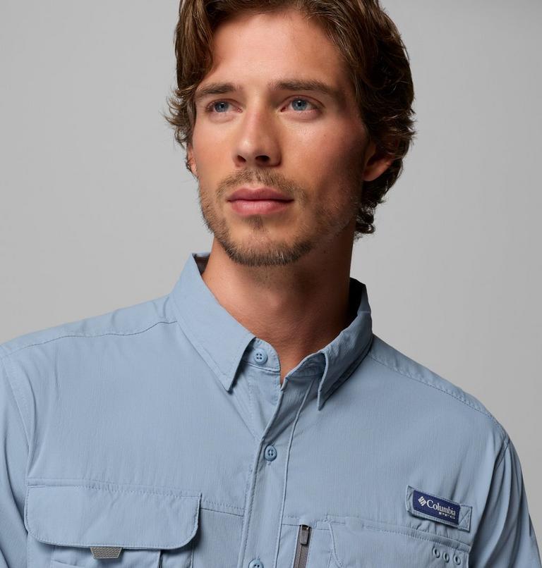 Men's PFG Bahama Elite Long Sleeve Shirt, Color: Dockside Blue, image 7