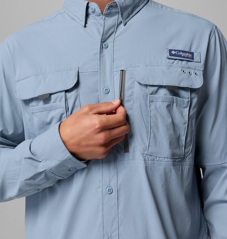 Men's PFG Bahama Elite Long Sleeve Shirt, Color: Dockside Blue, image 8