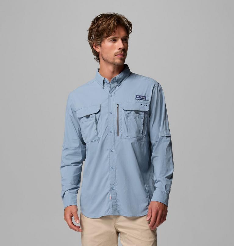 Men's PFG Bahama Elite Long Sleeve Shirt, Color: Dockside Blue, image 1