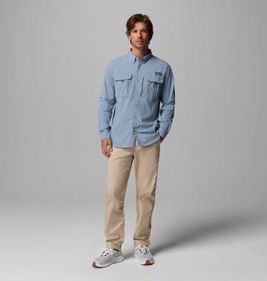 Men's PFG Bahama Elite Long Sleeve Shirt, Color: Dockside Blue, image 4