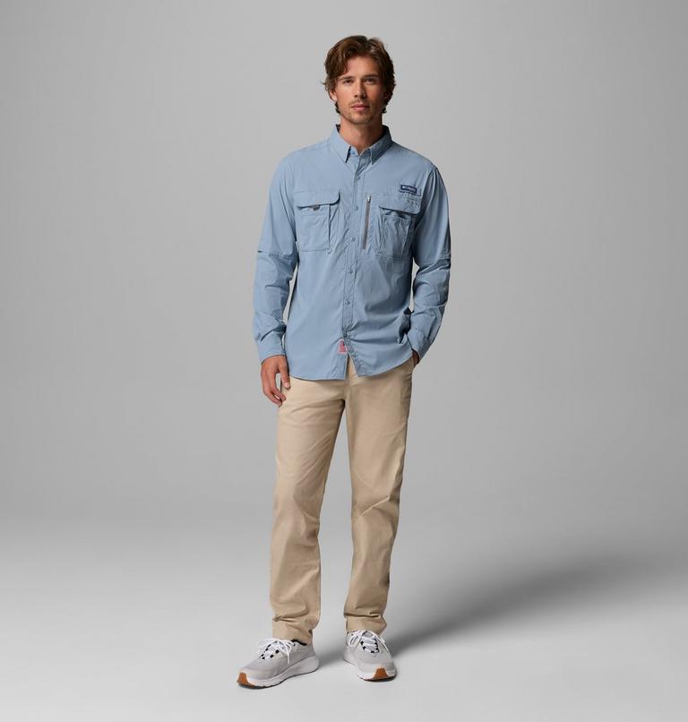 Men's PFG Bahama Elite Long Sleeve Shirt, Color: Dockside Blue, image 2