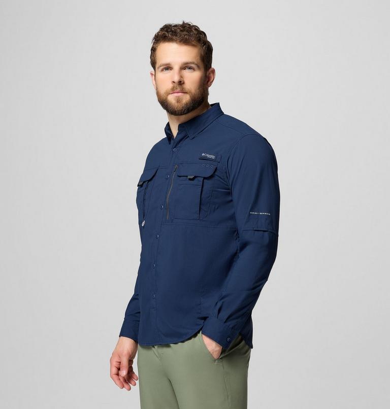 Men's PFG Bahama Elite Long Sleeve Shirt, Color: Collegiate Navy, image 4