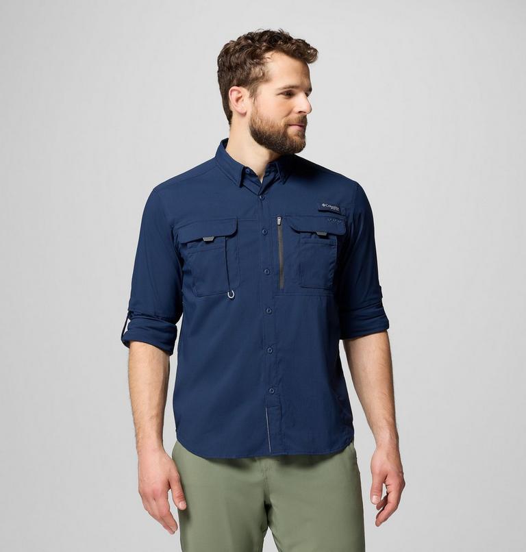Men's PFG Bahama Elite Long Sleeve Shirt, Color: Collegiate Navy, image 5