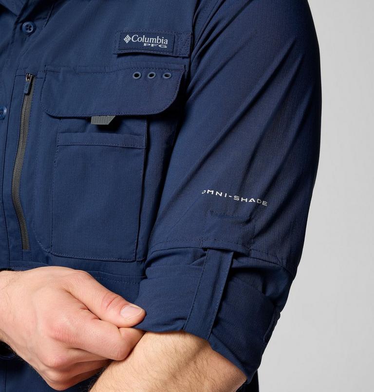 Men's PFG Bahama Elite Long Sleeve Shirt, Color: Collegiate Navy, image 6