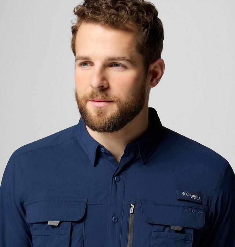 Men's PFG Bahama Elite Long Sleeve Shirt, Color: Collegiate Navy, image 7