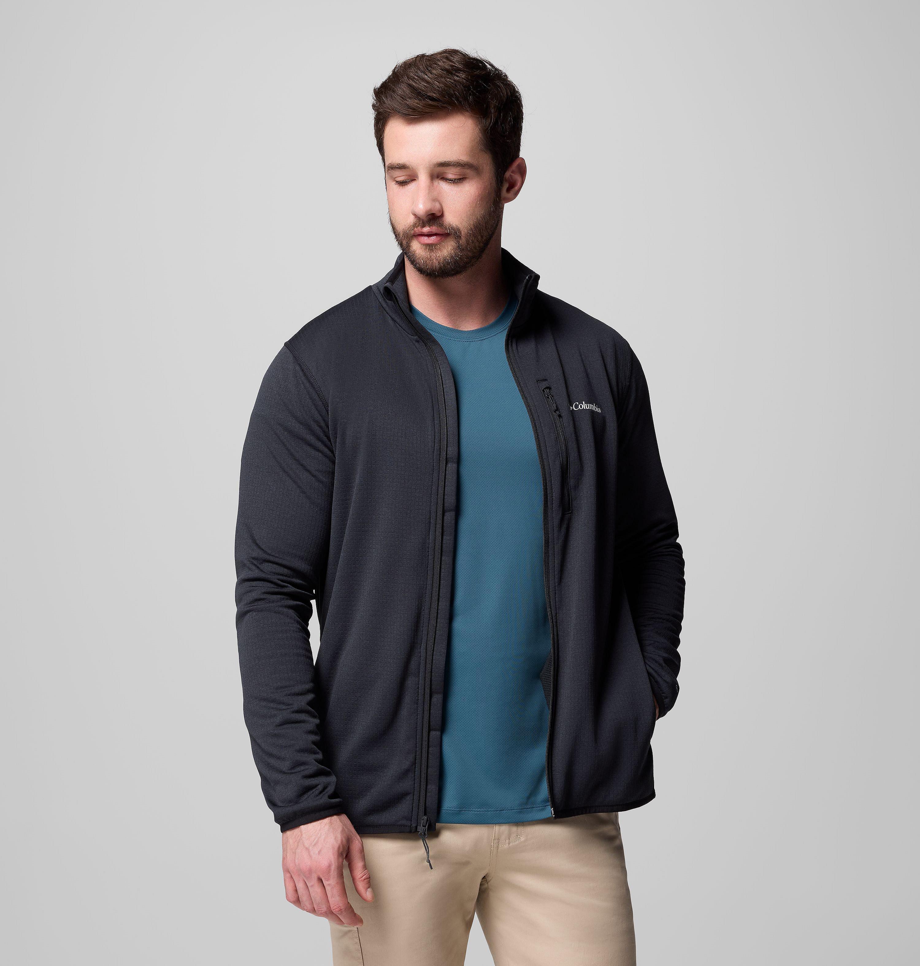 Men's Essential Hike Grid Fleece Full Zip Jacket | 010 | S 5