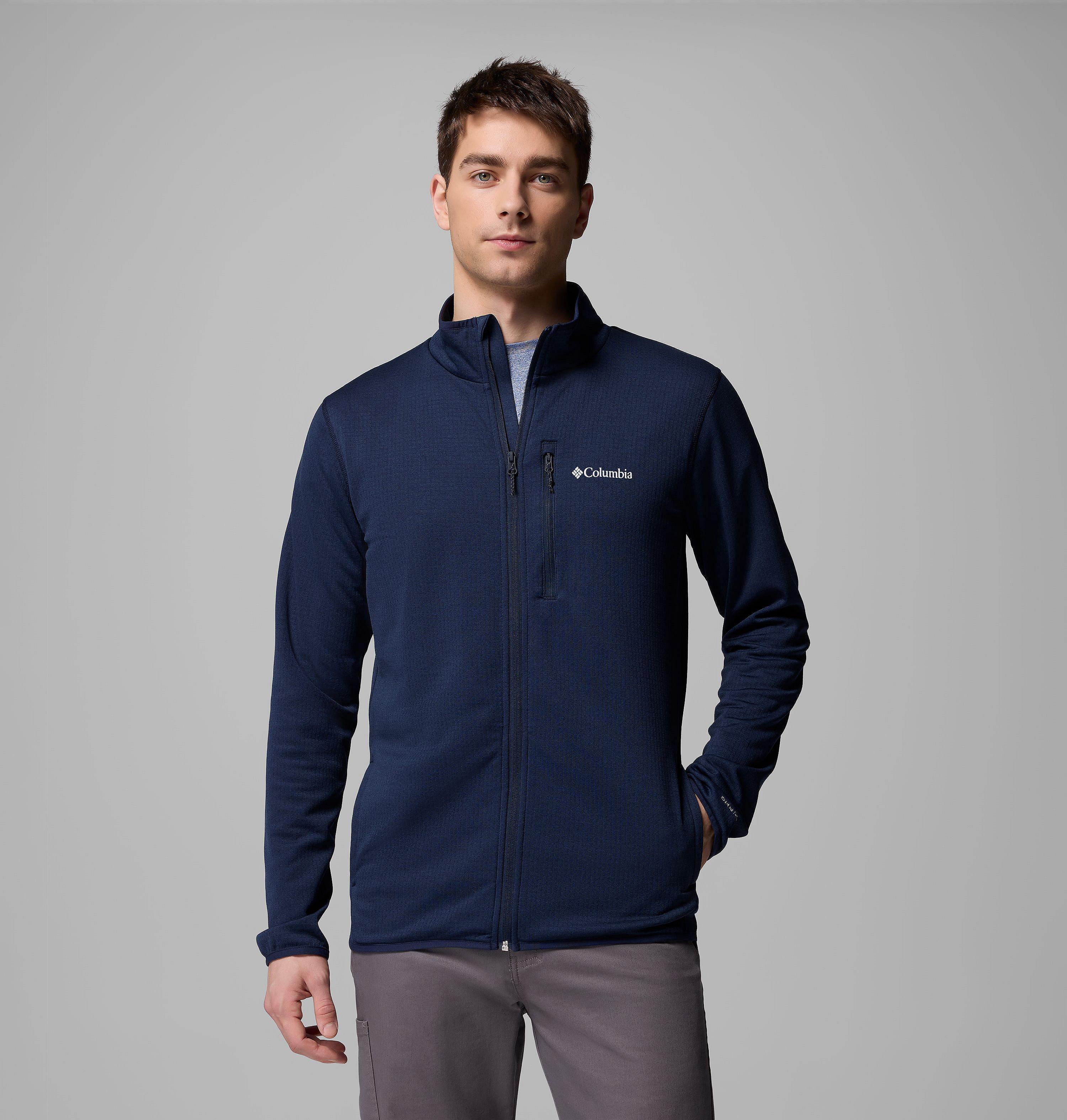 Columbia Sportswear Men's Blue Columbia - Essential Hike™ Grid Fleece Jacket - Collegiate Navy Small