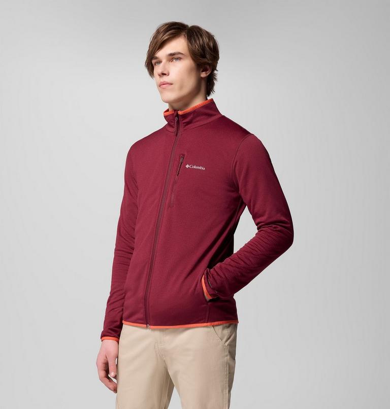 Men's Essential Hike Grid Fleece Jacket, Color: Rich Wine, image 4