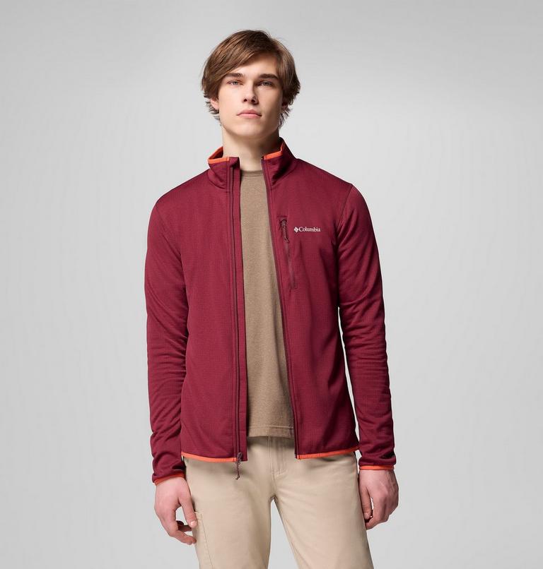 Men's Essential Hike Grid Fleece Jacket, Color: Rich Wine, image 5