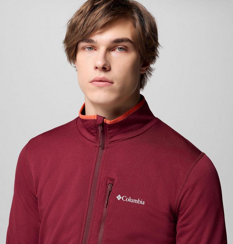 Men's Essential Hike Grid Fleece Jacket, Color: Rich Wine, image 7