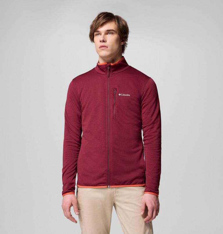 Men's Essential Hike Grid Fleece Jacket, Color: Rich Wine, image 1