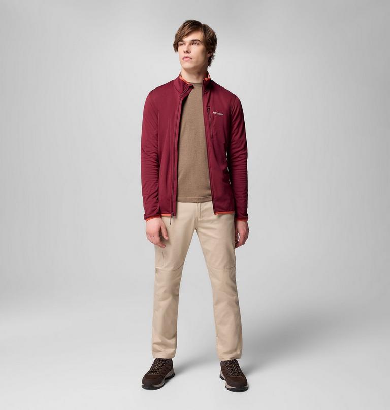 Men's Essential Hike Grid Fleece Jacket, Color: Rich Wine, image 2