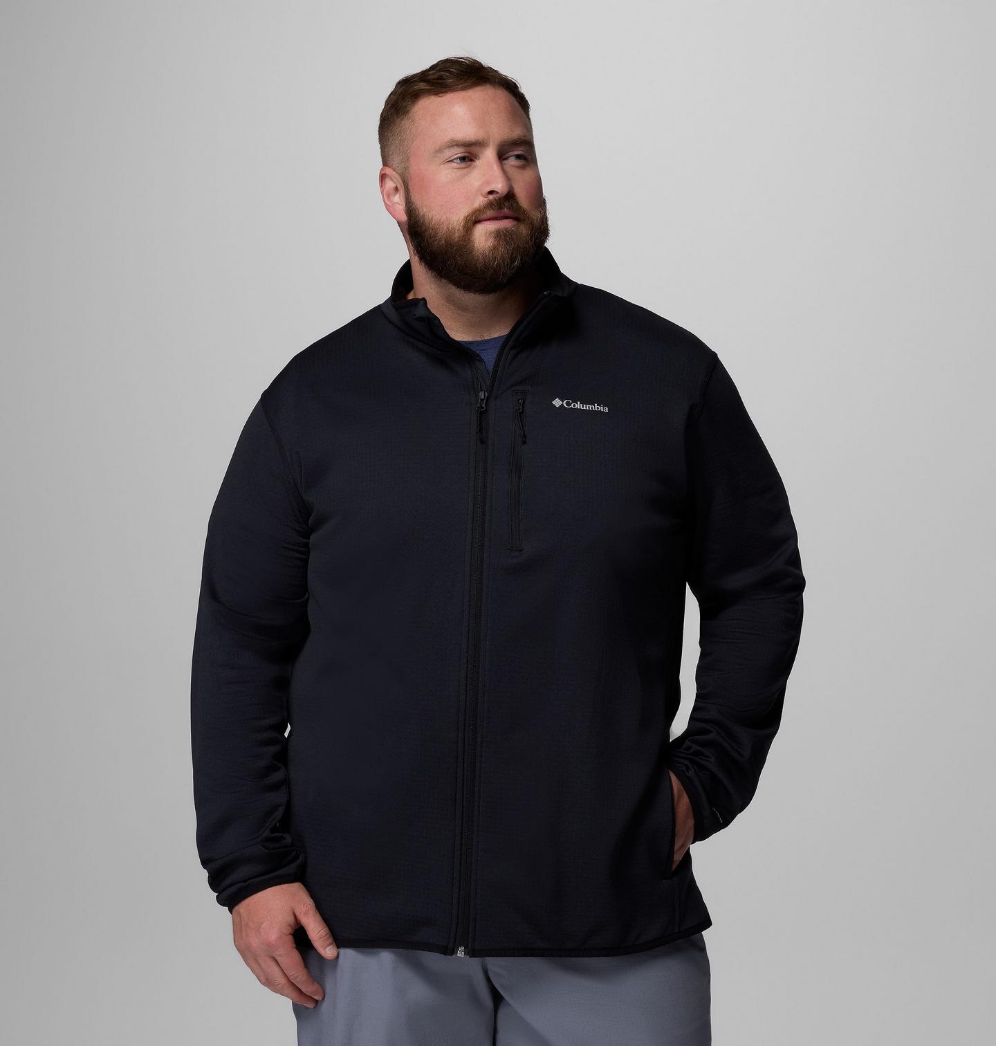 Мужская куртка Columbia Essential Hike Grid Fleece Full Zip Jacket - Big, цвет: Чёрный — фото 1