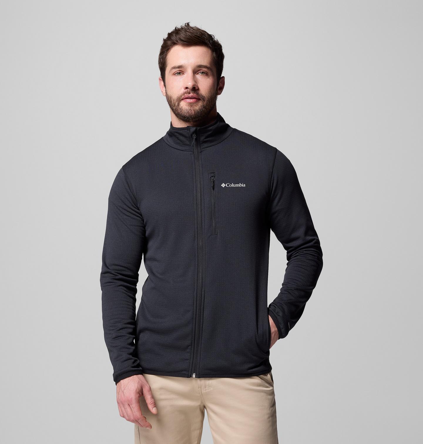 Мужская куртка Columbia Essential Hike Grid Fleece Full Zip Jacket - Tall, цвет: Чёрный — фото 1