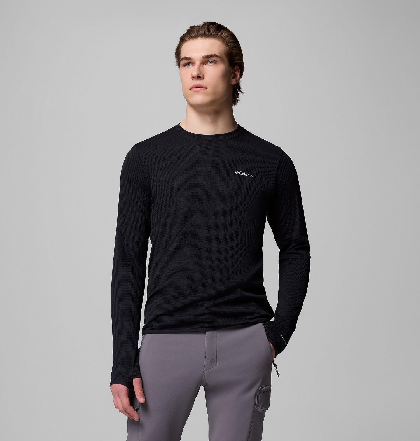 Мужская рубашка Columbia Tech Trail Utility Warm Long Sleeve Crew, цвет: Чёрный — фото 1