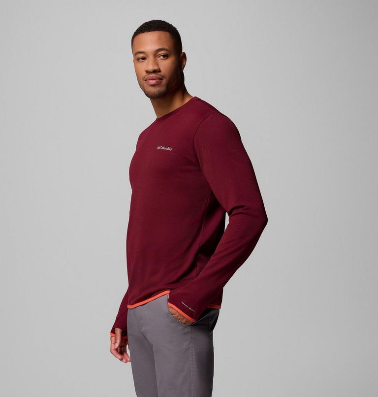 Men's Tech Trail Utility Warm Long Sleeve Crew Shirt, Color: Rich Wine, image 4