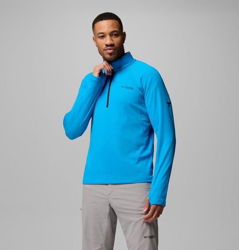 Camiseta t&eacute;cnica de manga larga con media cremallera DriVenture para hombre, Color: Compass Blue, image 1