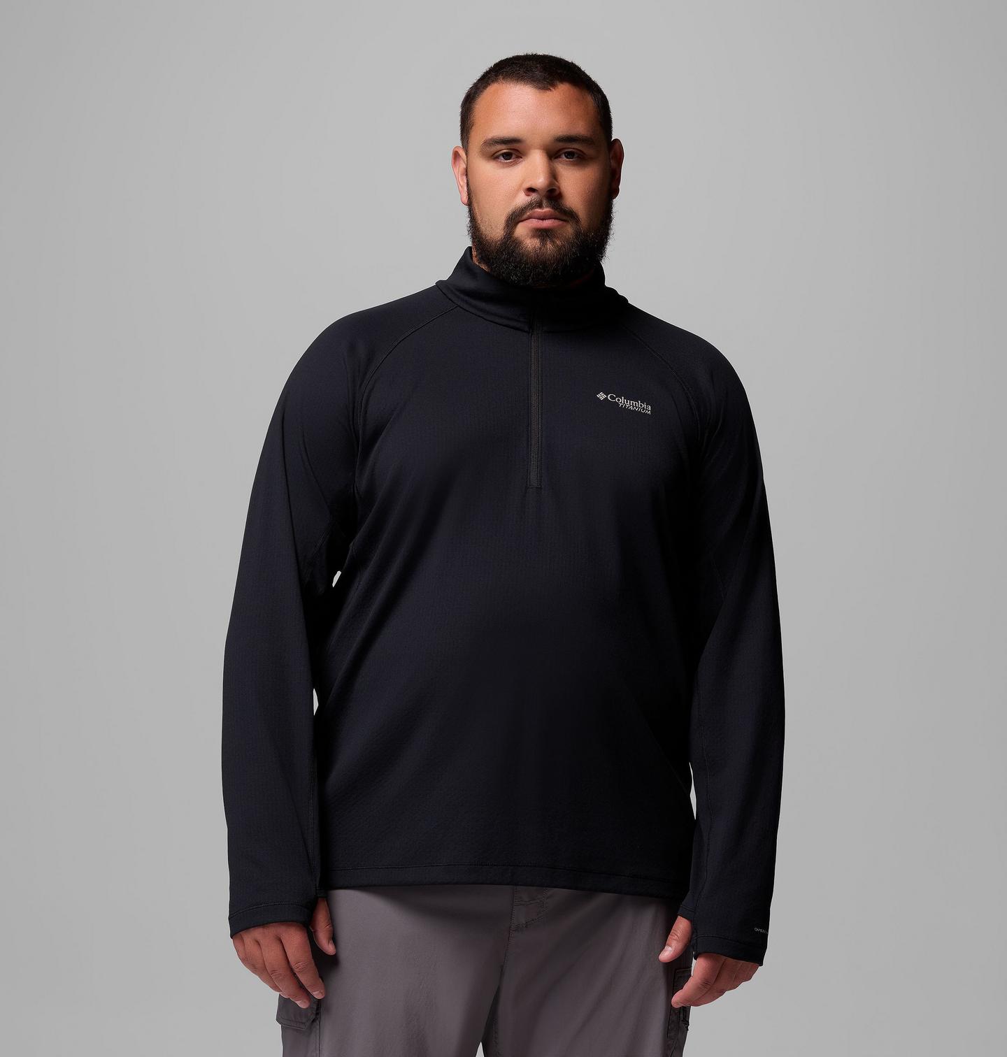 Мужская рубашка Columbia DriVenture Half Zip Shirt - Big, цвет: Чёрный — фото 1