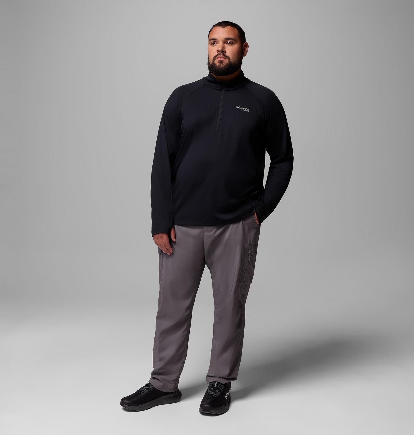 Мужская рубашка Columbia DriVenture Half Zip Shirt - Big, цвет: Чёрный — фото 2