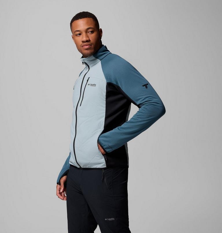 Men's Arctic Crest Hybrid Technical Fleece Jacket, Color: Crushed Blue, Everblue, Black, image 4