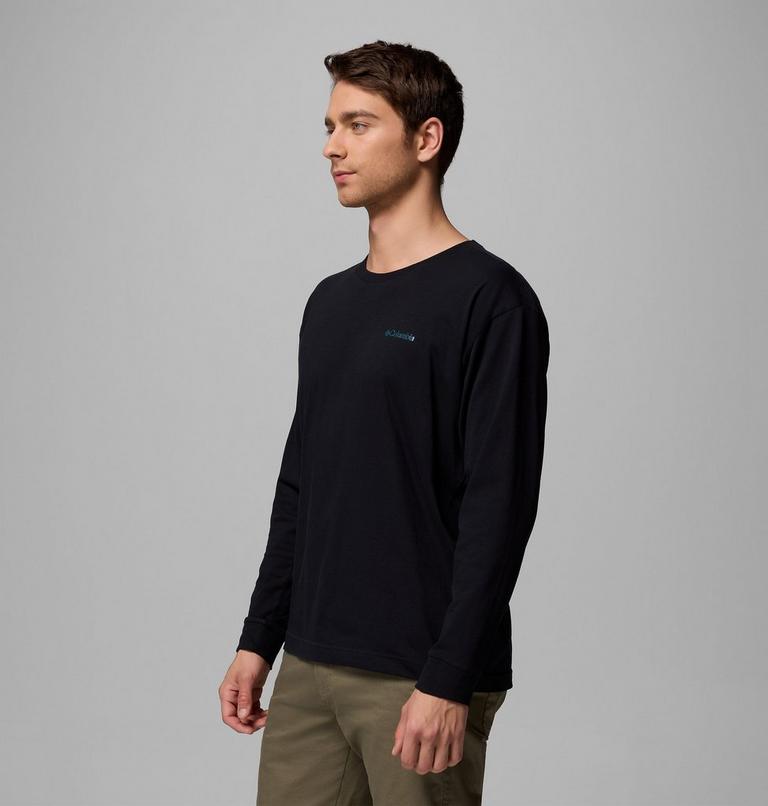 Camiseta de manga larga con estampado Black Butte para hombre, Color: Black, Trailmap, image 4