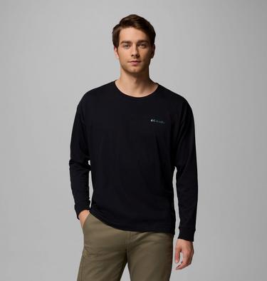 Men's Black Butte Long Sleeve Graphic T-Shirt, Color: Black, Trailmap, image 7