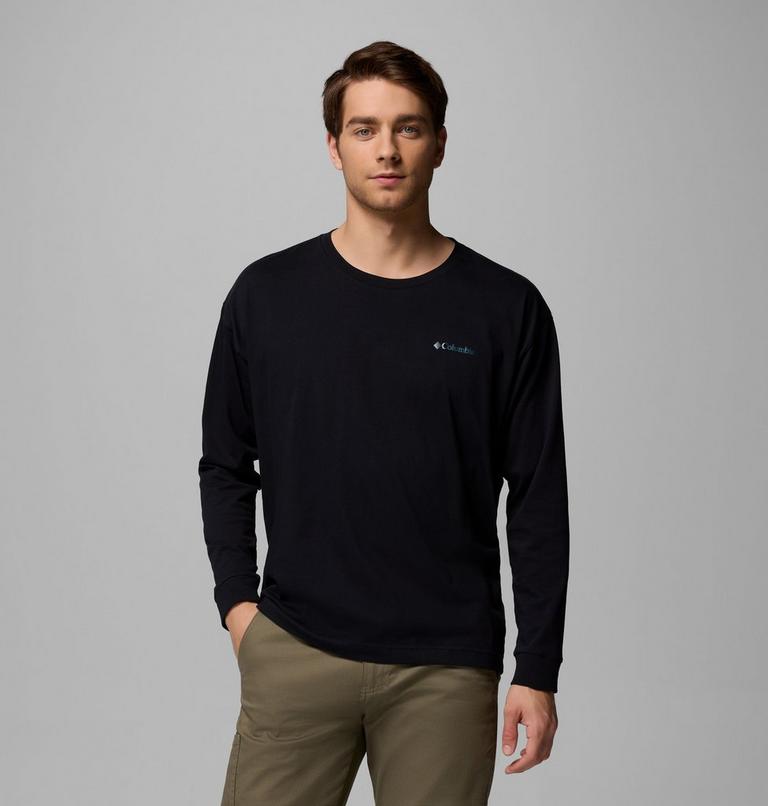 Camiseta de manga larga con estampado Black Butte para hombre, Color: Black, Trailmap, image 3
