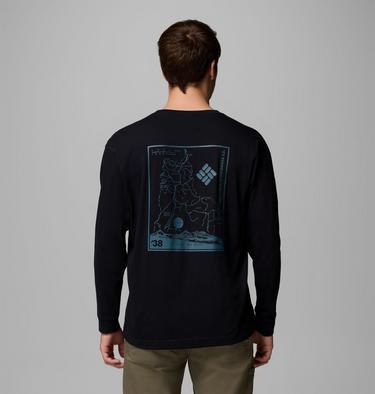Men's Black Butte Long Sleeve Graphic T-Shirt, Color: Black, Trailmap, image 5