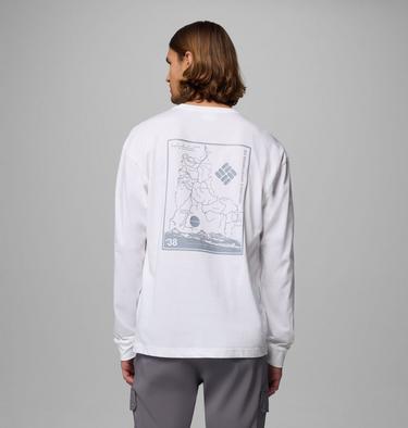 Men's Black Butte Long Sleeve Graphic T-Shirt, Color: White, Trailmap, image 13