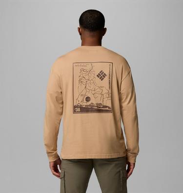 Men's Black Butte Long Sleeve Graphic T-Shirt, Color: Canoe, Trailmap, image 9