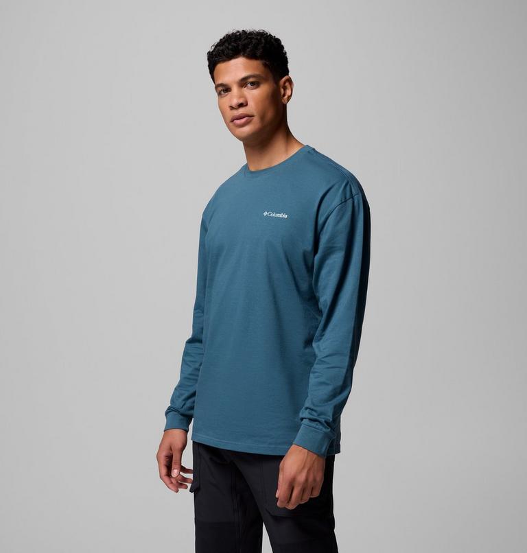 Camiseta de manga larga con estampado Black Butte para hombre, Color: Everblue, Trailmap, image 4