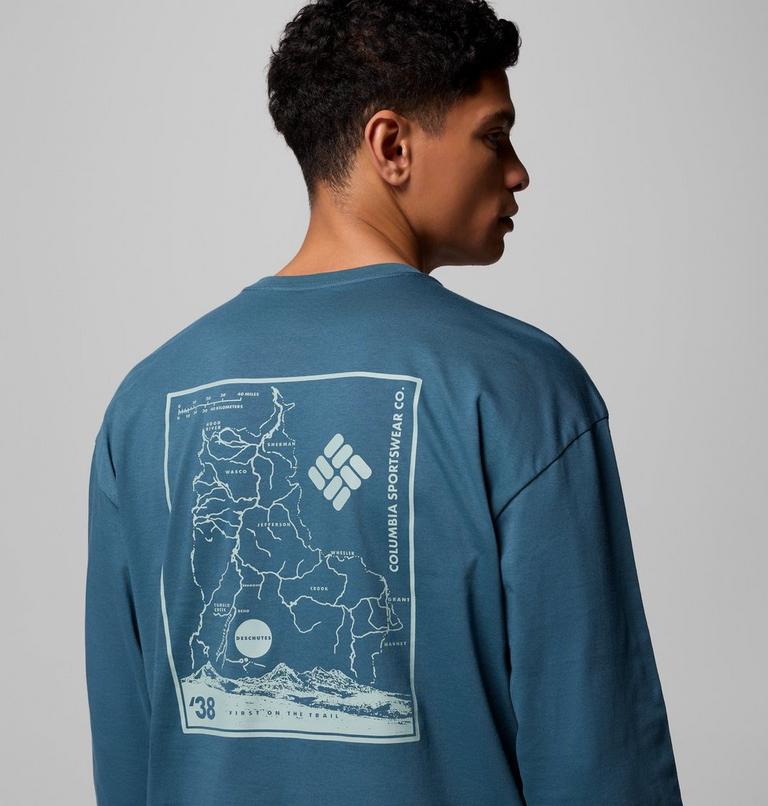 Camiseta de manga larga con estampado Black Butte para hombre, Color: Everblue, Trailmap, image 6