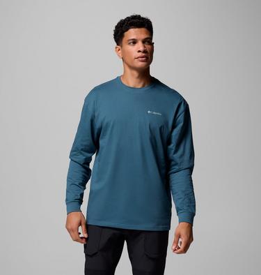 Men's Black Butte Long Sleeve Graphic T-Shirt, Color: Everblue, Trailmap, image 3