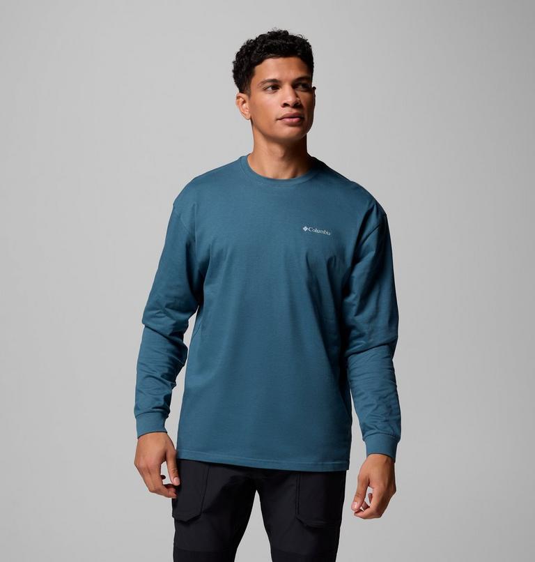 Camiseta de manga larga con estampado Black Butte para hombre, Color: Everblue, Trailmap, image 3