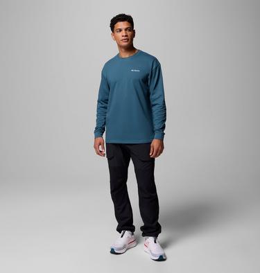 Men's Black Butte Long Sleeve Graphic T-Shirt, Color: Everblue, Trailmap, image 2