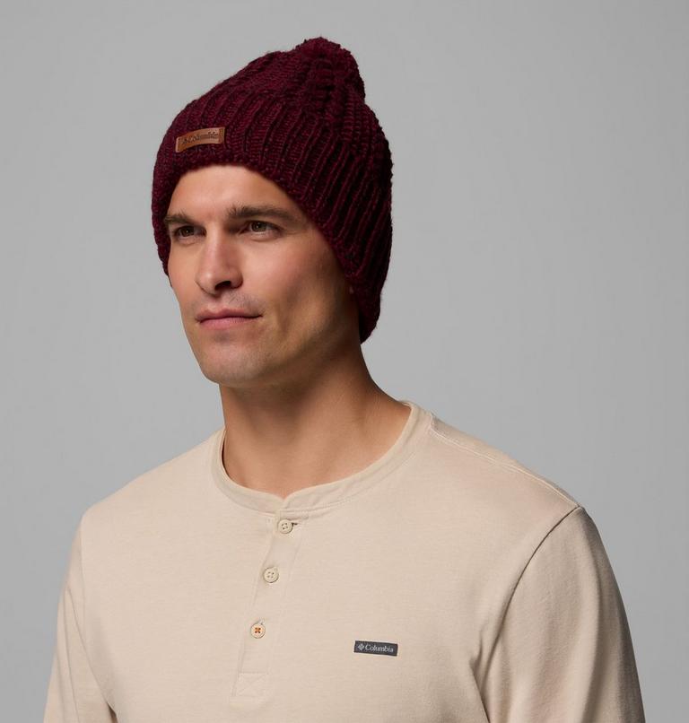 Unisex Cozy Ridge Beanie, Color: Rich Wine, Black Marled, image 3