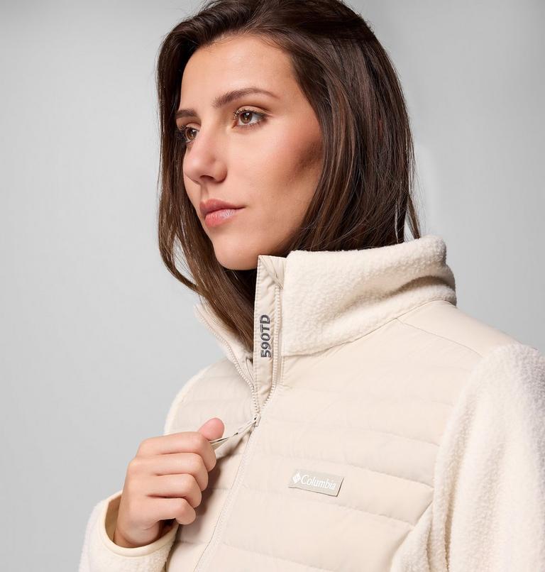 Chaqueta híbrida de plumón Juniper Peak para mujer, Color: Dark Stone, Chalk, image 5