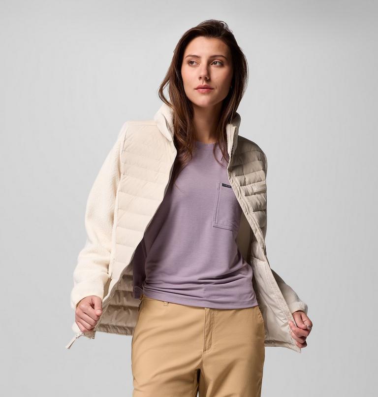 Chaqueta híbrida de plumón Juniper Peak para mujer, Color: Dark Stone, Chalk, image 7