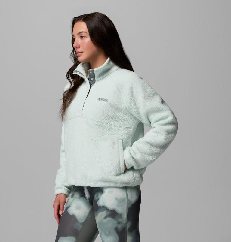 Women's Jasper Ridge Pebbled Fleece Half Snap, Color: Tea Light, Sedona Sage, image 4